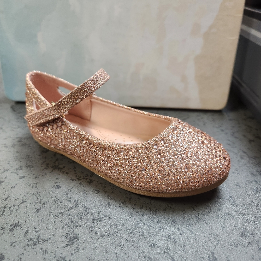 Rosegold Rhinestone Mary Jane Comfory  Baby Shoes